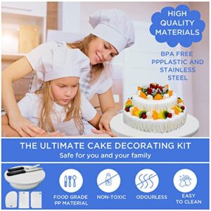 11 Inch Non Slip Cake Turntable for Decorating,Rotating Cake Stand with 2 Icing Spatula,Cake Decorating Tools Supplies with 3 Icing Smoother 1 Cake Leveler,Cake Spinner for Decorating