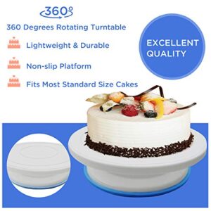 11 Inch Non Slip Cake Turntable for Decorating,Rotating Cake Stand with 2 Icing Spatula,Cake Decorating Tools Supplies with 3 Icing Smoother 1 Cake Leveler,Cake Spinner for Decorating