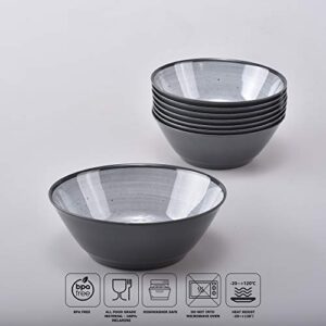 Joviton Home 24-Piece Swirl Grey Melamine Plastic Dinnerware Sets for 8, Plates and Bowls Sets (Cool Grey)