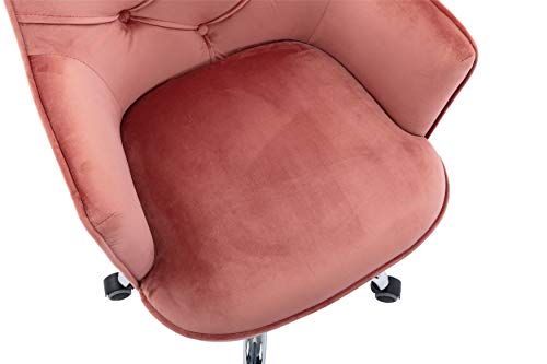 Recaceik Velvet Home Office Chair, Modern Design Velvet Desk Chair with 360 Degree Castor Wheels for Living Room/Bedroom/Office (Pink)