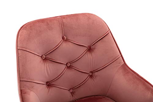 Recaceik Velvet Home Office Chair, Modern Design Velvet Desk Chair with 360 Degree Castor Wheels for Living Room/Bedroom/Office (Pink)