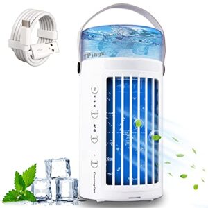 ypingk portable air conditioner fan personal air cooler desk cooling fan quiet humidifier misting fan with 7 colors night light 3 speeds mini evaporative cooler for home office bedroom