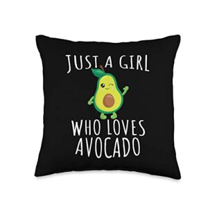 just a girl who loves apparel just a girl who loves avocado-funny guacamole throw pillow, 16x16, multicolor