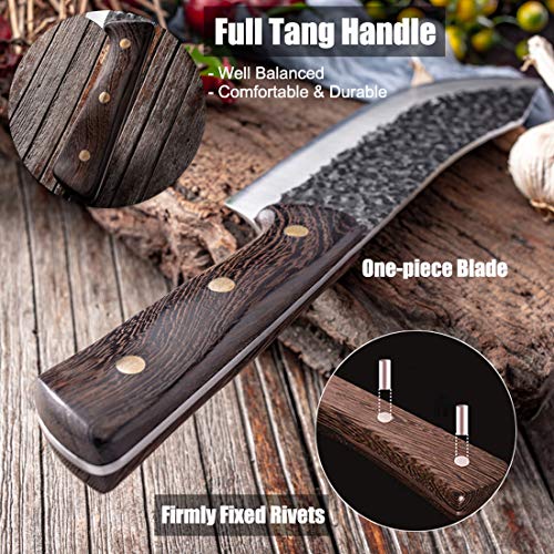 univinlions Butcher Knife for Meat Cutting Hand Forged 7" Sharp Full Tang Kitchen Meat Cleaver Cooking Knives for Home Outdoor Camping BBQ Father's Mother's Day Christmas Thanksgiving Gift Idea Men