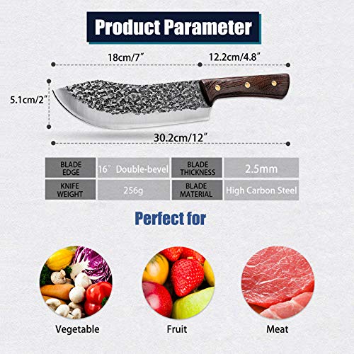 univinlions Butcher Knife for Meat Cutting Hand Forged 7" Sharp Full Tang Kitchen Meat Cleaver Cooking Knives for Home Outdoor Camping BBQ Father's Mother's Day Christmas Thanksgiving Gift Idea Men