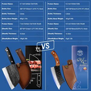 XYJ Authentic FULL TANG 6.2 Inch Kitchen Knife Chef Knives With Carrying Leather Knife Sheath High Carbon Steel Slicing Cutting Butcher Knives For Meat Vegetable Cooking Tool