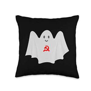 anti capitalism communist designs karl marx ghost of communism anti-capitalism communist socialist throw pillow, 16x16, multicolor