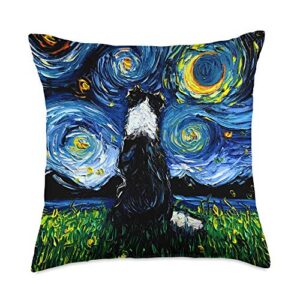 sagittarius gallery border collie back full version starry night dog art by aja throw pillow, 18x18, multicolor