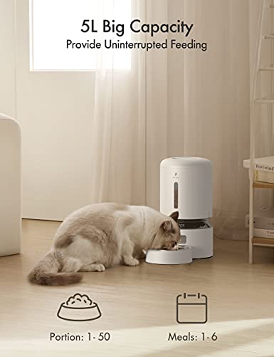 PETLIBRO Automatic Cat Feeder, 4L Auto Pet Dry Food Dispenser with Clog-Free Design, Low Food LED Indication, 0-50 Portion Control for 1-6 Meals Daily, 10s Voice Recorder for Small & Medium Pets