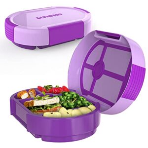 beneflix bento lunch box for kids leak-proof, 6-compartment - ideal portion sizes for ages 3 to 7 - bpa-free, dishwasher safe, food-safe materials