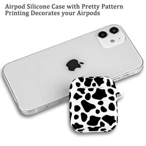 Airpod Case Soft Silicone Flexible Skin Cow Print, YOMPLOW Air pods Case Cover Earpod Case iPod Case for Apple AirPods 2&1 Cute for Girls Women with Keychain (Cow)