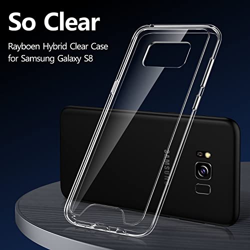 Rayboen for Samsung Galaxy S8 Phone Case Crystal Clear Design Shockproof Non-Slip Protective Samsung s8 Hard Plastic Phone Case PC Back & Soft TPU Frame Slim Fit S8 Cover Support Wireless Charging