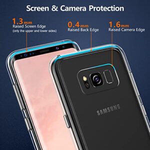 Rayboen for Samsung Galaxy S8 Phone Case Crystal Clear Design Shockproof Non-Slip Protective Samsung s8 Hard Plastic Phone Case PC Back & Soft TPU Frame Slim Fit S8 Cover Support Wireless Charging