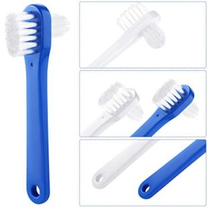 Denture Brush Dual Head Toothbrushes Hard Denture Cleaning Brush Denture Toothbrush Cleaning Brush False Teeth Brush Toothbrush for False Teeth Cleaning, 2 Colors (6 Pieces)