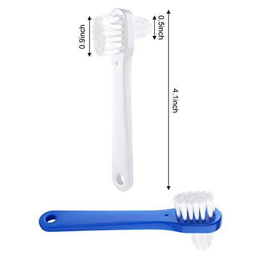 Denture Brush Dual Head Toothbrushes Hard Denture Cleaning Brush Denture Toothbrush Cleaning Brush False Teeth Brush Toothbrush for False Teeth Cleaning, 2 Colors (6 Pieces)