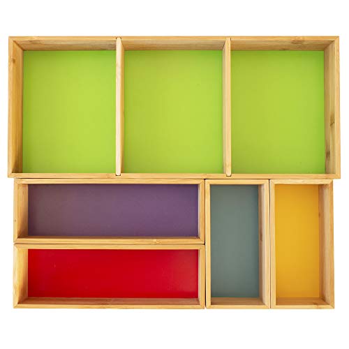 Totally Bamboo 5-Piece Organization & Storage Box Set, Great for Desk, Drawer, Bathroom, Makeup or Kitchen Storage