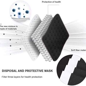 SHOOTUP 100 Pack 3 Ply Black Disposable Face Masks, Adult Women Men 3 Layers Breathable Masks, Dust-proof