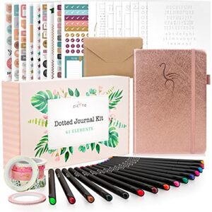 ultimate all-in-one journaling kit - incl. dotted journal, stencils, stickers, pens, washi tapes, small envelopes and more bullet checklist supplies