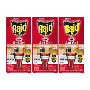 raid ant gel, kills ants you don't see, continues killing for up to 1 month, odorless bug control, 1.06 ounce (pack of 3)
