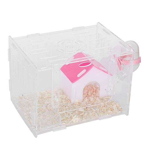 Hamster Single Layer House, Single Layer Pet Cage Transparent Hamster Cage, Hamster Supplies with Feeding Basin Acrylic Aquarium Aniamals Pets for Fish Tank(Small)