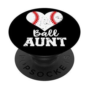 ball aunt heart funny baseball aunt popsockets popgrip: swappable grip for phones & tablets