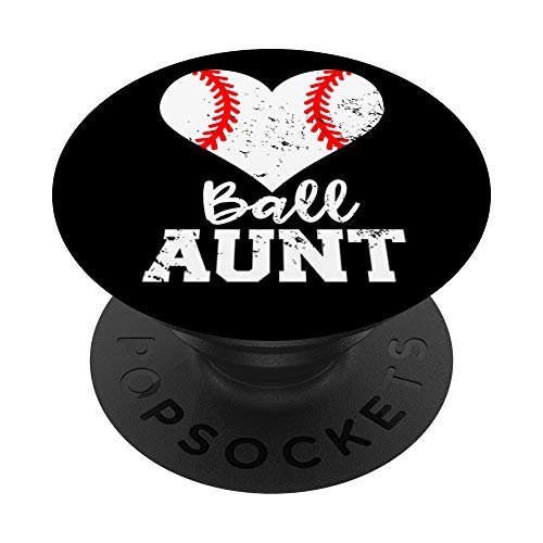 Ball Aunt Heart Funny Baseball Aunt PopSockets PopGrip: Swappable Grip for Phones & Tablets