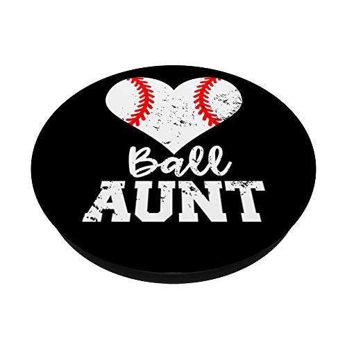 Ball Aunt Heart Funny Baseball Aunt PopSockets PopGrip: Swappable Grip for Phones & Tablets