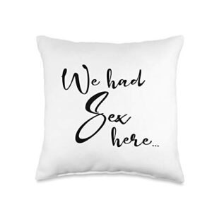 matching home decorations & accessories gift ideas we had sex here and here funny bedroom decoration throw pillow, 16x16, multicolor