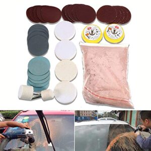 34Pcs/Set Glass Polishing Kit, Deep Scratch Remover | Multifunctional Cerium Oxide Polishing Powder Polishing Pad And Wheel for Window Repair