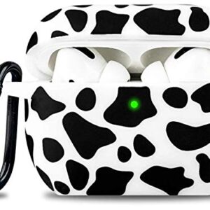 Airpods Pro Case Cow Silicone - YOMPLOW Case Cover Soft Flexible Skin for Apple AirPods Pro Charging Case Cute Women Girls iPod Pro Case Protective Skin with Keychain - Cow