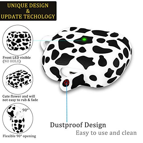 Airpods Pro Case Cow Silicone - YOMPLOW Case Cover Soft Flexible Skin for Apple AirPods Pro Charging Case Cute Women Girls iPod Pro Case Protective Skin with Keychain - Cow