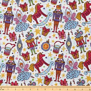 Fabric by The Yard [ 58" inches x 1 Yard ] Decorative Fabric for Sewing Quilting Apparel Crafts Home Decor Accents (Christmas Nutcracker Pattern)