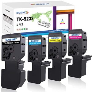 baisine compatible toner cartridge replacement for kyocera tk-5232 tk5232 for ecosys m5521cdw p5021cdw p5021cdn m5521cdn - tk-5232k tk-5232c tk-5232m tk-5232y toner (black cyan yellow magenta, 4pack)