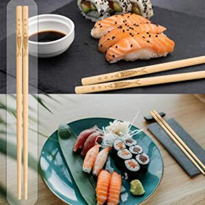 YUNDUOJIA 5 pairs of bamboo chopsticks can be reused, classic healthy high-quality natural bamboo chopsticks, can be washed in the dishwasher, 9.8 inches / 25 cm, (pattern: more than every year)