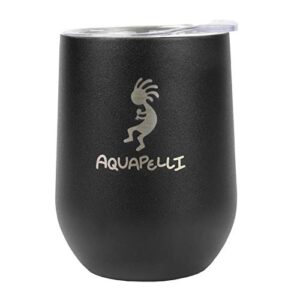 aquapelli vacuum insulated wine tumbler, 12 ounces, midnight black