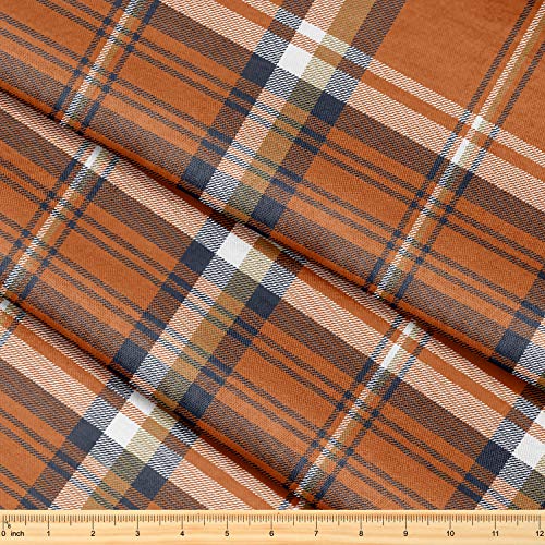 KoolSwitch Fabric by The Yard [ 58inch inches x 1 Yard ] Decorative Fabric for Sewing Quilting Apparel Crafts Home Decor Accents (Orange Check Plaid Pattern)