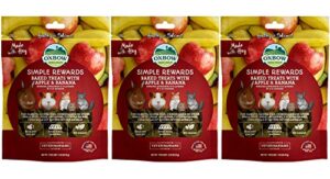oxbow 3 pack of apple and banana simple rewards small pet treats, 3 ounces each, with hay