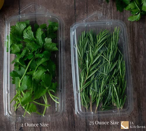 JA Kitchens 2 Ounce Large Herb Clamshell Container - Disposable - Pack of 20