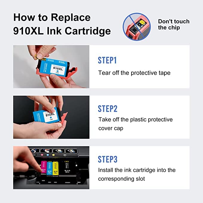 MYCARTRIDGE Remanufactured 910XL Ink Cartridge Replacement for HP 910XL 910 XL Works with OfficeJet Pro 8022 8020 8025 8028 8035 8015 8031 Printer (4-Pack)