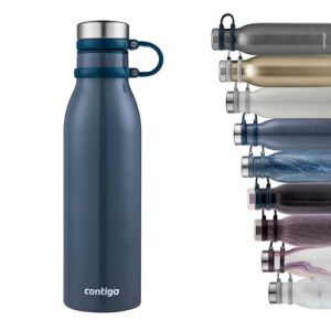 contigo matterhorn water bottle with thermalock insulation, bpa-free stainless steel bottle with screw cap, leak-proof drinking bottle, keeps beverages up to 24h cold/up to 10h hot, 590 ml