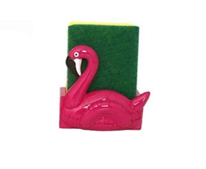 dark pink ceramic flamingo shaped sponge holder