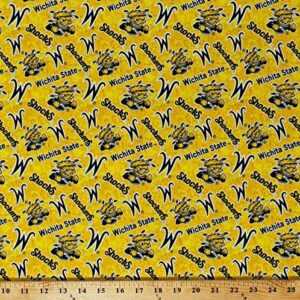 quality fabric cotton wichita state shockers yellow tone on tone fabric