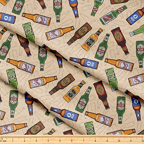 KoolSwitch Fabric by The Yard [ 58inch inches x 1 Yard ] Decorative Fabric for Sewing Quilting Apparel Crafts Home Decor Accents (Beer Bottles Pattern)