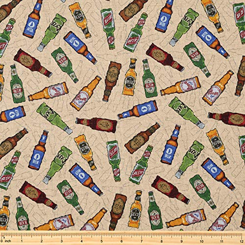 KoolSwitch Fabric by The Yard [ 58inch inches x 1 Yard ] Decorative Fabric for Sewing Quilting Apparel Crafts Home Decor Accents (Beer Bottles Pattern)