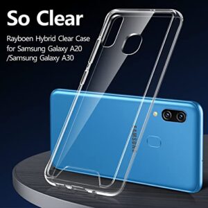 Rayboen Case for Samsung Galaxy A20 A30, Crystal Clear Non-Slip Anti-Yellowing Shockproof Protective Cover, Hard Plastic Back & Soft TPU Frame Thin Phone Case for Samsung Galaxy A20 A30 6.4 inch