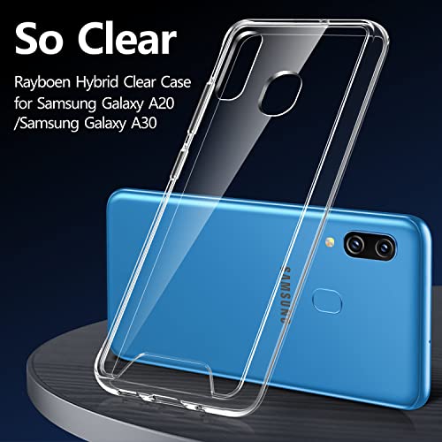 Rayboen Case for Samsung Galaxy A20 A30, Crystal Clear Non-Slip Anti-Yellowing Shockproof Protective Cover, Hard Plastic Back & Soft TPU Frame Thin Phone Case for Samsung Galaxy A20 A30 6.4 inch