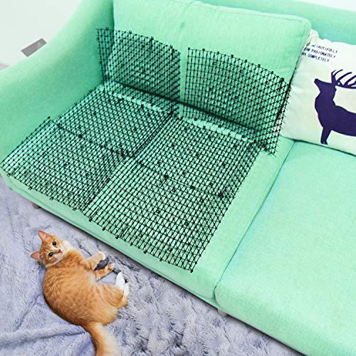 Pomeat 10 PCS Scat Mat for Cats Indoor, 16" x 12" Cat Scat Mat with Spikes Sprickle, Digging Deterrent for Dogs, Outdoor for Garden and Fence, Cat Deterrent with 7 Staples