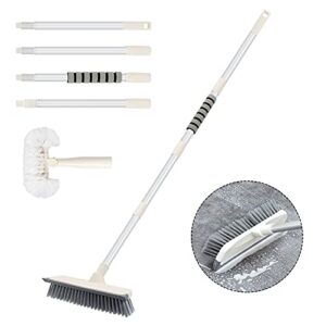 rmai floor scrub brush with long handle, floor brush scrubber, shower cleaning brush for deck, bathroom, tub, tile, grout, kitchen, wall, swimming pool, patio, garages