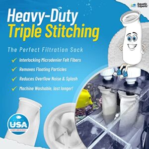 Filter Socks 100 Micron - Threaded Seams - Aquarium Felt Filter Socks - Made in The USA (4"x8", 4 Pack)