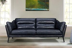 armen living franz 87" modern leather sofa, blue midnight
